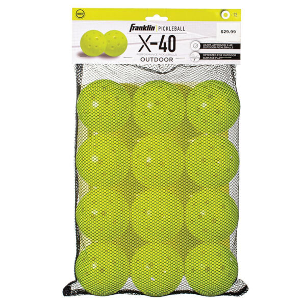 Franklin X-40 Outdoor Pickleballs (12x) (Optic Yellow) - Image 2